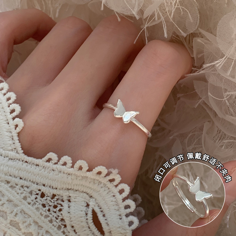 Xiaohongshu 新製品 S925 スターリングシルバーリング女性の夏インスタイルハイエンドニッチライト高級非退色シルバージュエリー|undefined