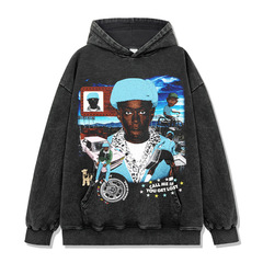 Cross-border retro Tyler The Creator printed T-shirt American-style washable long-sleeved round neck heavy hooded sweatshirt