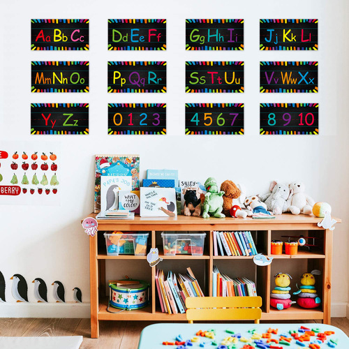 Cross-border wholesale Amazon kindergarten children's color alphanumeric wall stickers DIY early education classroom decoration posters