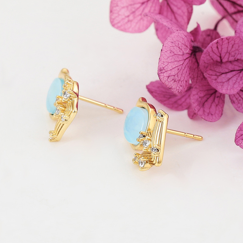 Xuping moca púrpura tulipas pendientes incrustados gemas artificiales aleación de cobre temperamento elegante pendientes al por mayor mujeres