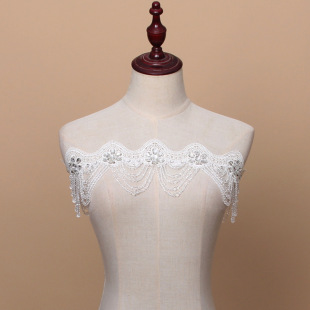 Cross-border European and American Rhinestone Pearl Retro Wave Shoulder Chain Bridal Dress Wedding Accessories Fashion Lace One-piece Generation