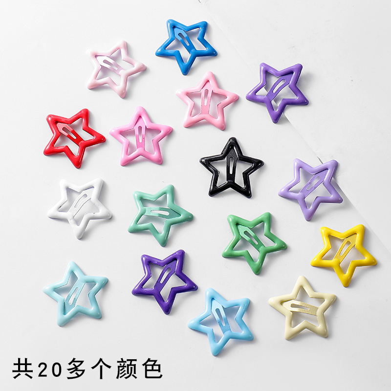 Oil-Drip Star Hairpin Five-Pointed Star Bb Clip Children's Hair Clip Energetic Girl Hairpin Princess Bangs Clip Colorful Hairpin