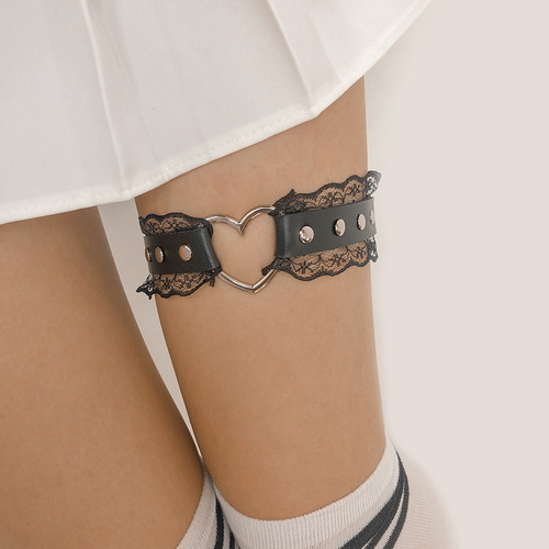 C0262 European and American cross-border jewelry sexy lace love leg ring simple nightclub 5D sweet cool leather leg jewelry for women