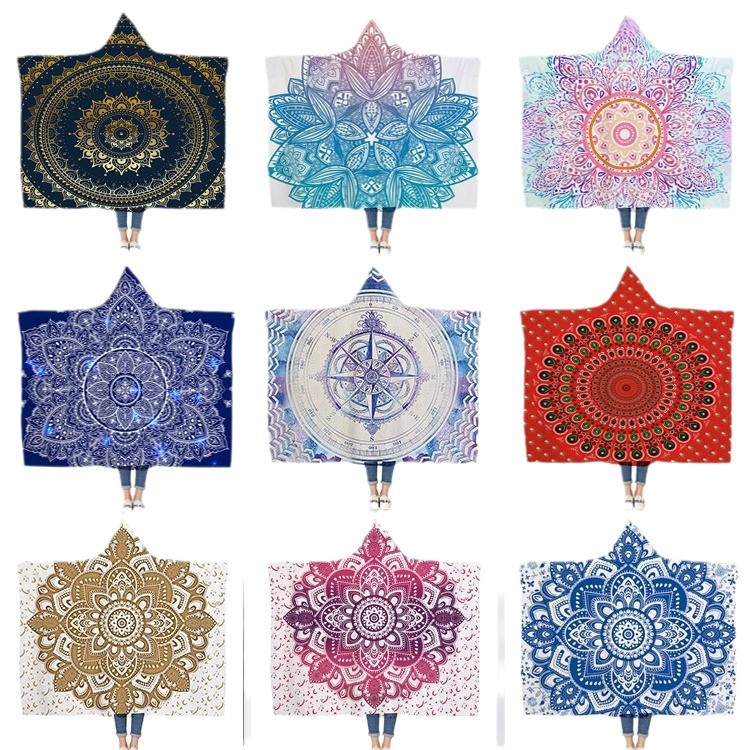 Nuevo espesado perezoso manta material de franela garantía al aire libre a prueba de frío cálido con capucha de lana caliente al por mayor