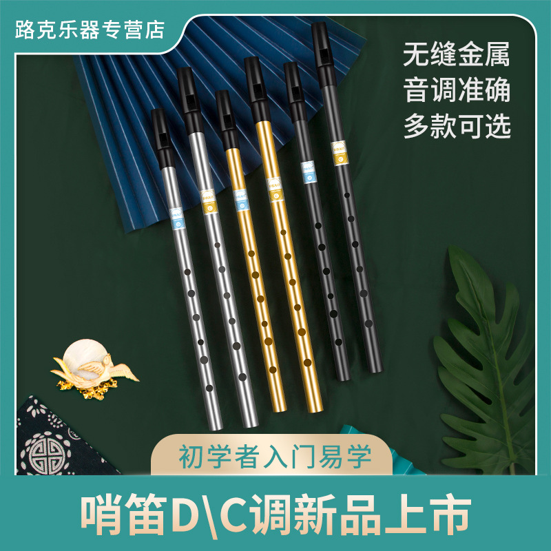 DBAO Irish whistle beginner entry metal whistle 6-hole C- tone d-tone treble metal straight flute clarinet