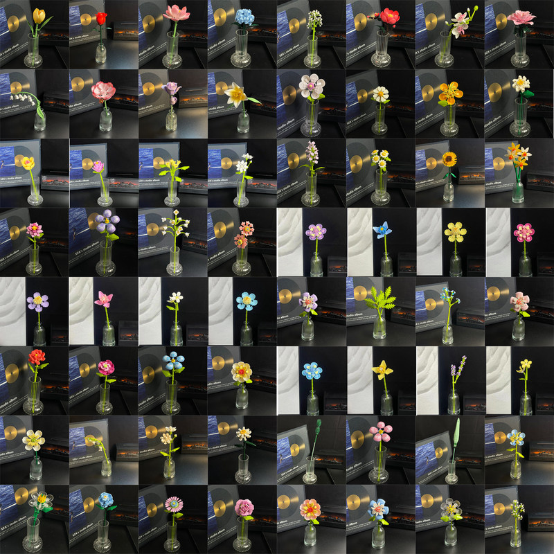 Single Eternal Flower Building Block Rose Sunflower Building Block Flower DIY Handmade Assembly Ornament Toy Gift for Girlfriend