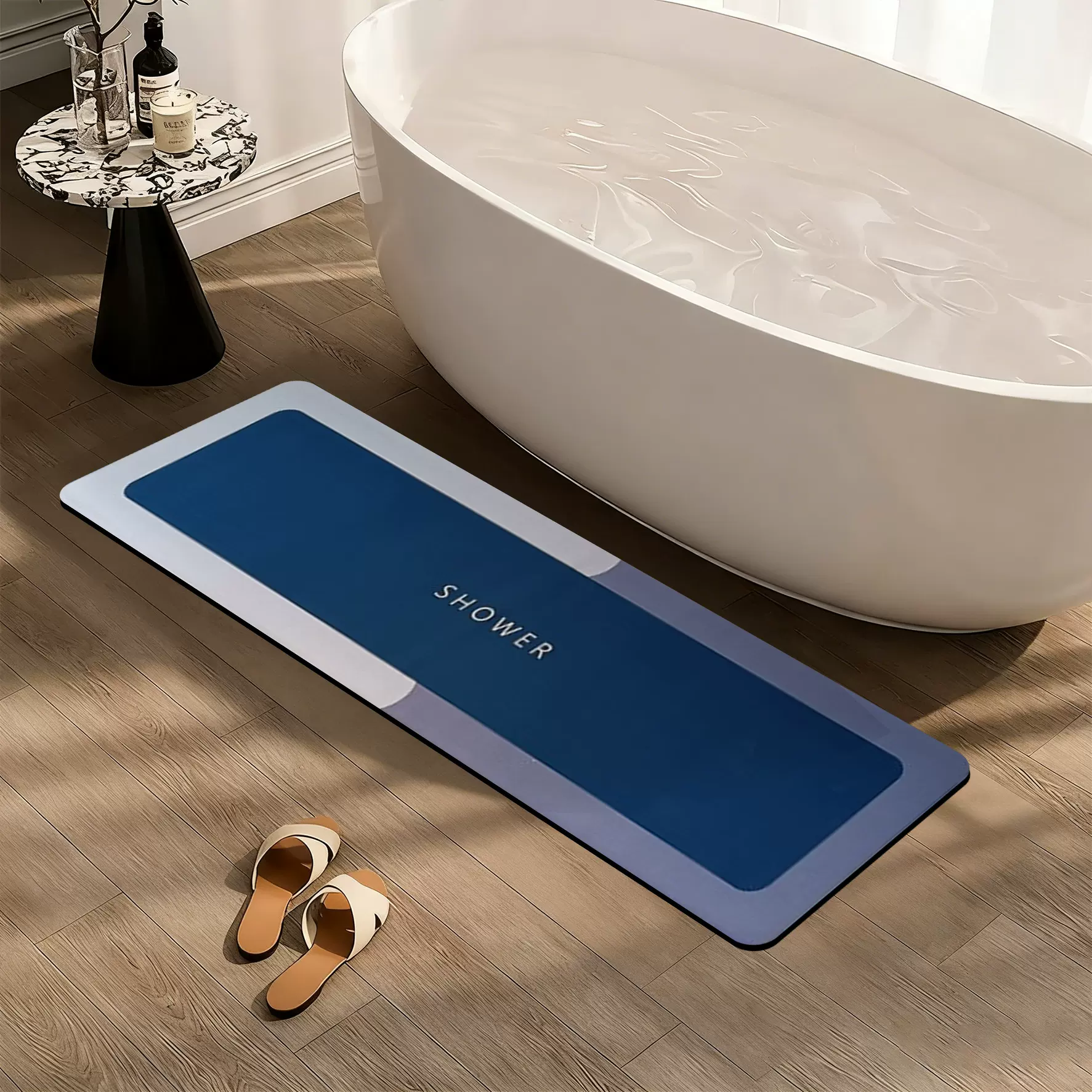 卫生间吸水地垫现代简约拼色家用毯子浴室轻奢易清洁防滑地毯现货