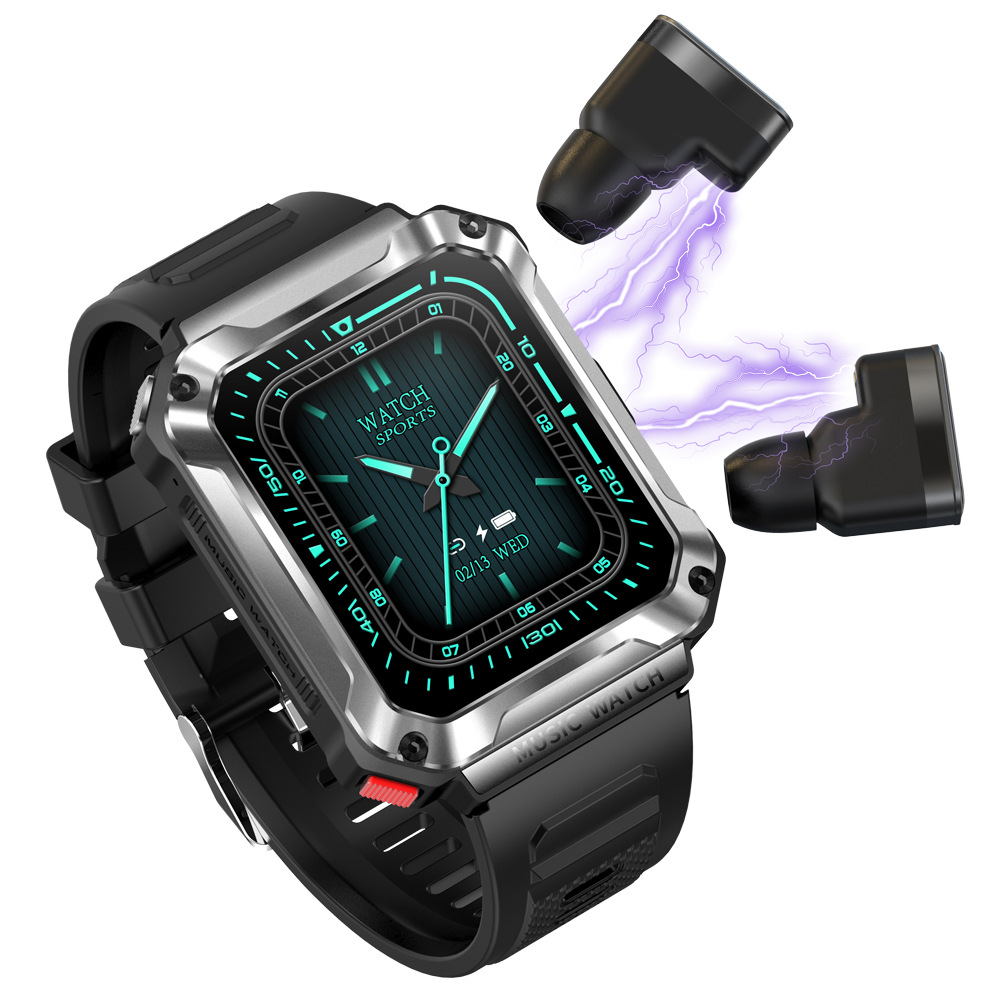 Transfronterizo T93 presión arterial frecuencia cardíaca monitoreo de oxígeno en sangre deportes reloj inteligente TWS auriculares bluetooth reloj inteligente dos en uno