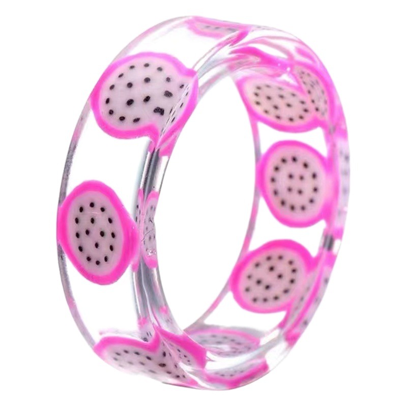 New Fruit Children's Ring Korean ins Spring and Summer Handmade Homemade Student Resin Transparent Ring