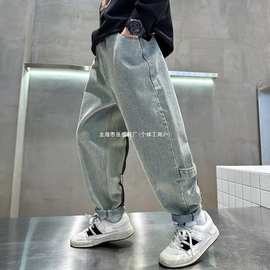 童装男童秋装裤子春秋款牛仔裤2025新款中大儿童秋季男孩长裤炸街