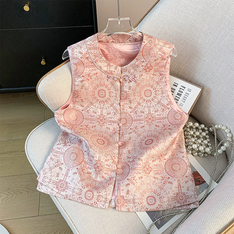 2025 весна и лето стиль ретро новый китайский стиль улучшенный диск пряжка атласный жаккардовый жаккардовый национальный стиль жакет женский