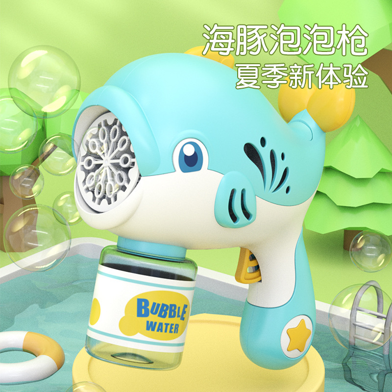Pistola de burbujas eléctrica automática en forma de delfín, juguete para niños al aire libre