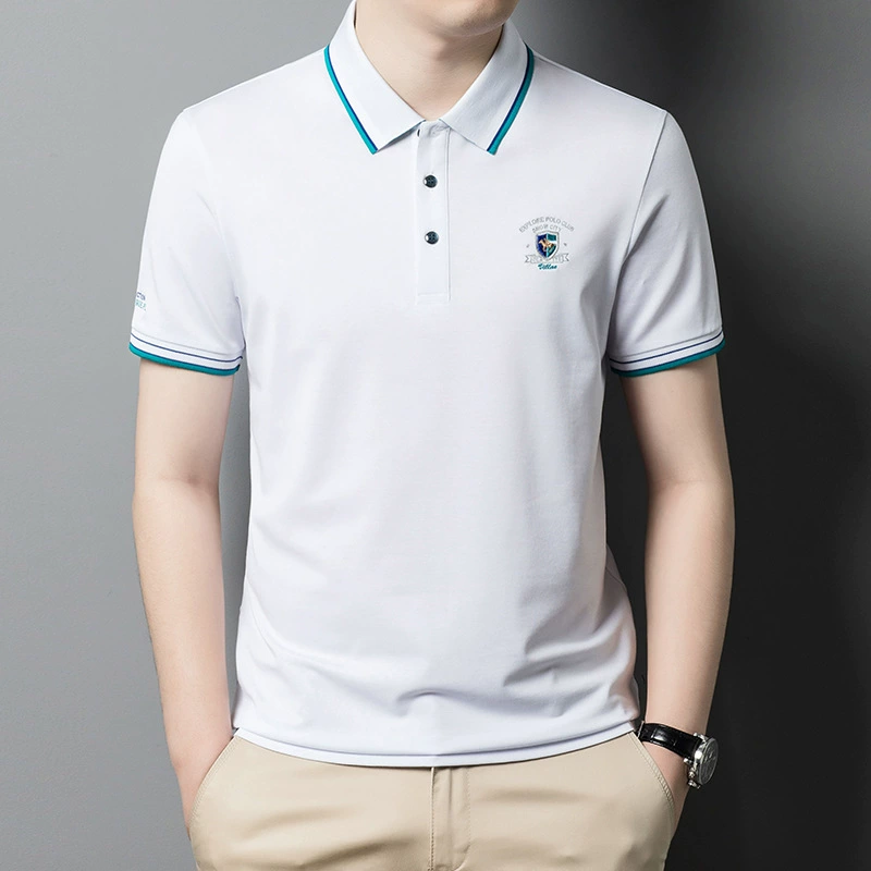 Summer thin short sleeve T-shirt for leisure, polo, for middle-aged man