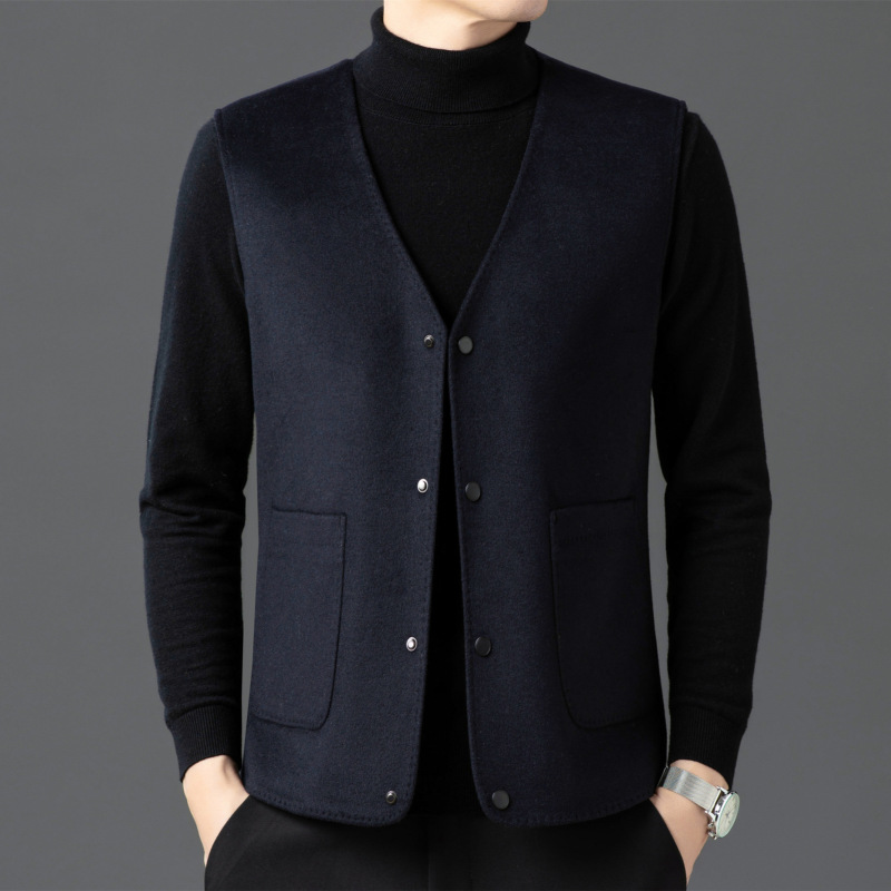25 Winter Men's Woolen down Vest Business Casual Middle-Aged Dad's White Duck down Thermal Vest Jacket 25 Winter Men's Woolen down Vest Business Casual Middle-Aged Dad's White Duck down Thermal Vest Jacket