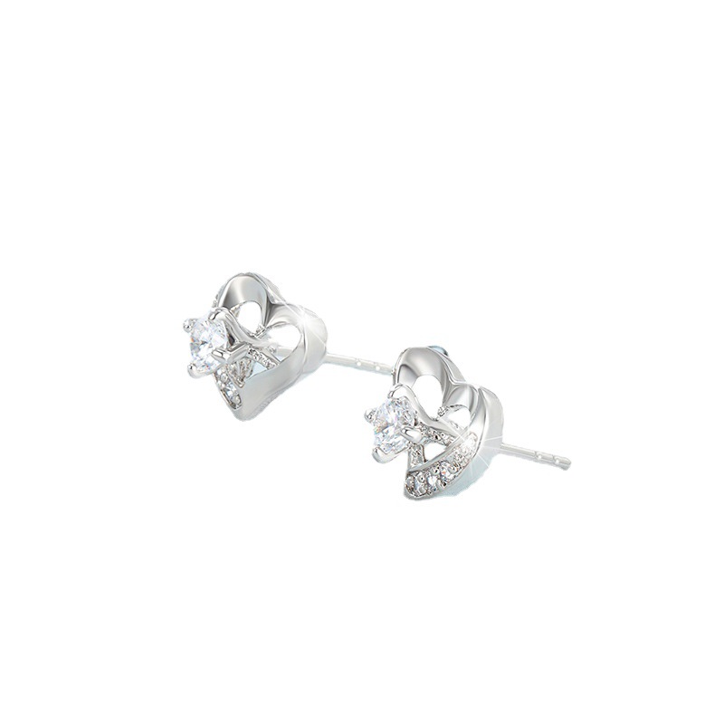 Pendientes de Corazón con Incrustaciones de Diamantes de Aleación de Joyería Xuping para Mujer, Modernos, Ligeros y de Lujo, Pequeños y Exquisitos Pendientes en Forma de Corazón, Sensación de Nicho y Alta Gama