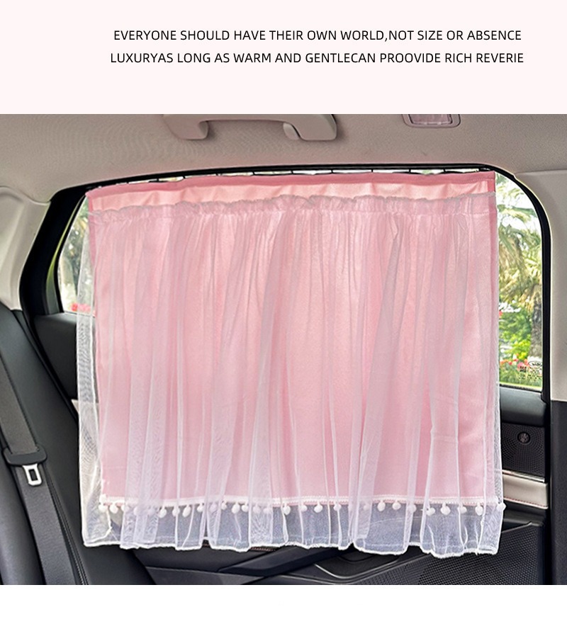 Summer Lace Car Curtains, Sunshade Curtains, Baby Car Sun Protection Curtains, Suction Cup Side Window Rear Sunshade Curtains