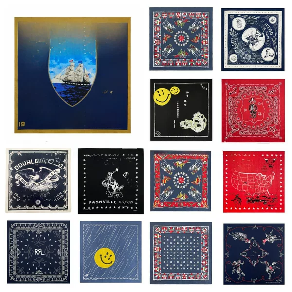 A Variety of Printed Decorative Headscarves, American Retro Cotton Square Scarf, Outdoor Cycling Sports in Stock