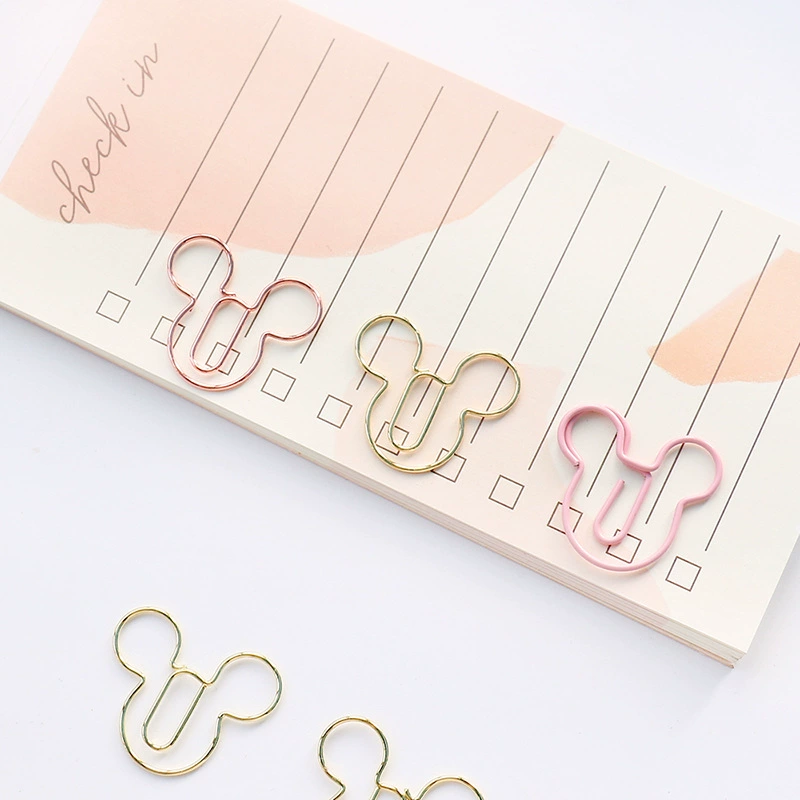 Креативная скрепка для бумаг в форме Микки Мауса, милая металлическая скрепка для студентов, канцелярские принадлежности, прямые поставки из-за рубежа, в форме сердца.