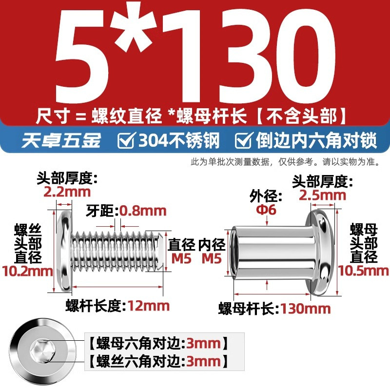 304ステンレスペアロックねじナット逆エッジ内六角子母家具接続クランプ突合せボルトM3-M8|undefined