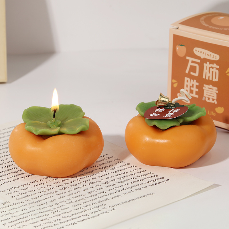 柿子蠟燭仿真水果香薰蠟燭迷你小草莓造型蠟燭拍照道具生日小禮物