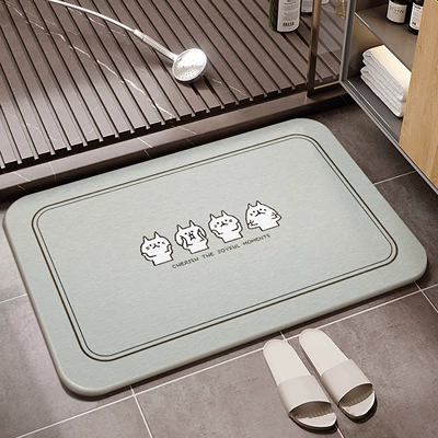 Avtomobil döşəmə paspasları — Diatom Mud Quick-Drying Foot Mat - menggu-shiguang-bathroom-hard-mat-e-354509cm-square-white-background