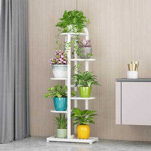 Flower Shelf Living Room Floor-standing Multi-layer Iron Flower Shelf Indoor Green Rose Pot Balcony Flower Pot Plant Placement Storage S