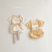 韓國童裝夏裝新款ins嬰童套裝嬰兒熊頭套裝男女寶寶卡通兩件套棉