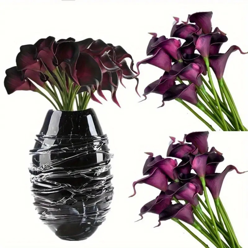 Black and Purple Calla Lily Artificial Flowers, Fake Flowers, Wedding Bouquets, Home Decoration Floral Art, Artificial Plants, Cross-Border Supply