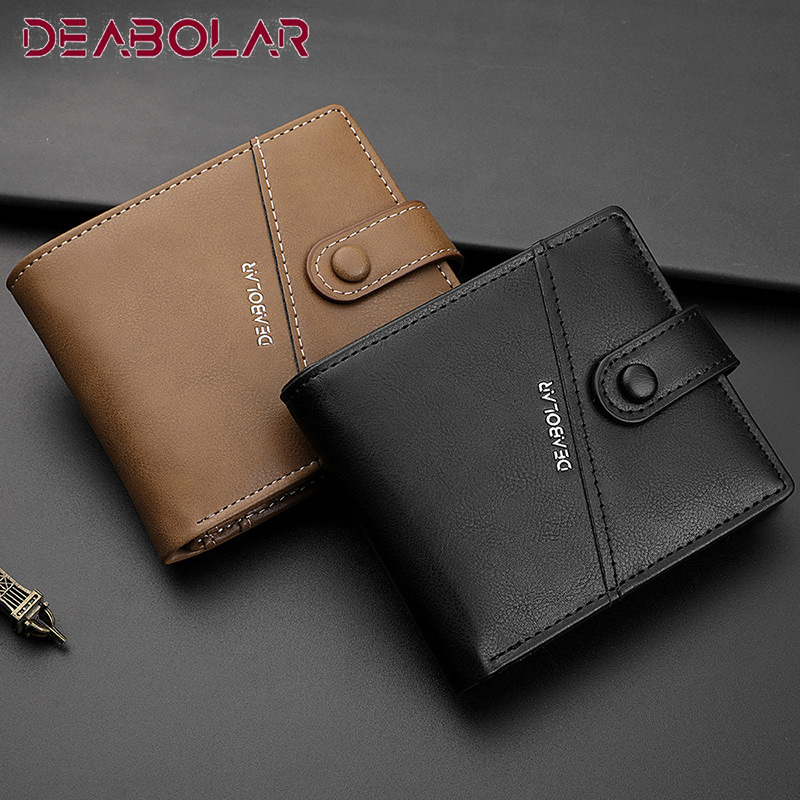 2022 New European and American Men's Short Wallet Wholesale Retro Horizontal Multifunctional Card Holder Spliced ​​Coin Clip for Men