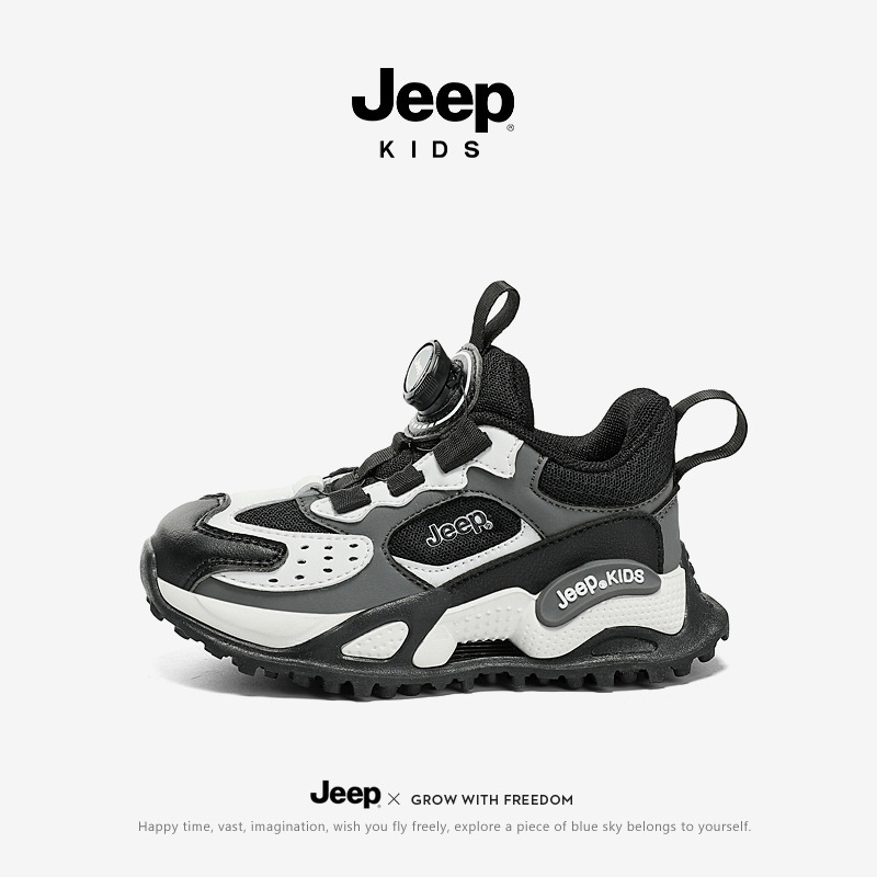 Jeep子供用徒歩アウトドア登山靴2024防水皮面男子ランニング靴ダンピング滑り止め運動靴|undefined