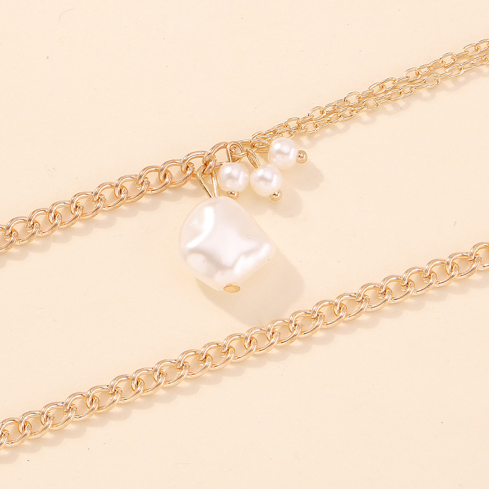 Fashion Special-shaped Imitation Pearl Pendent Double-layer Clavicle Chain display picture 10