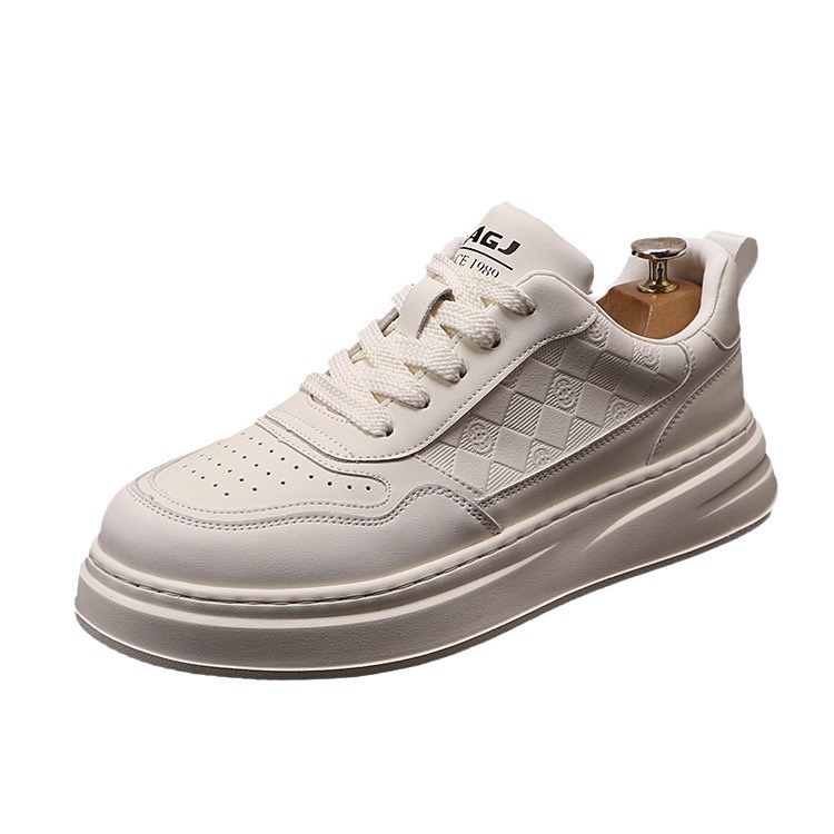 Minimalist Men's White Lace-up Trainers Versatile Breathable Shoes_voghion.com