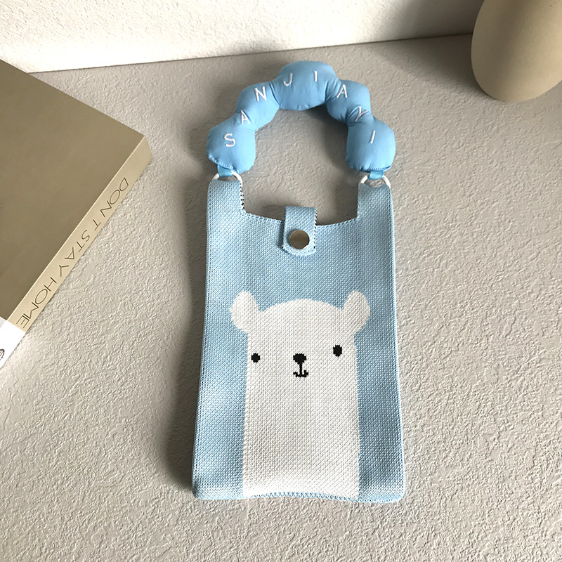 1米8蓝底白熊手工手提手机包