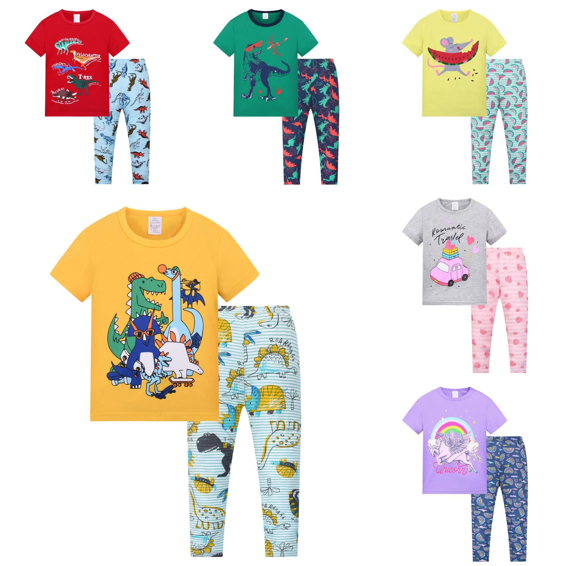 Niños pijamas ropa para niños de comercio exterior al por mayor de Europa y América del verano nuevos niños pijamas traje Niños y Niñas Ropa Para el hogar