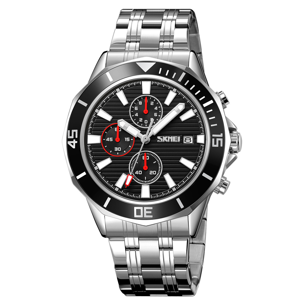 Momento de los hombres transfronterizos tres ojos seis agujas reloj multifuncional impermeable nocturna cronógrafo de cuarzo mayorista en stock