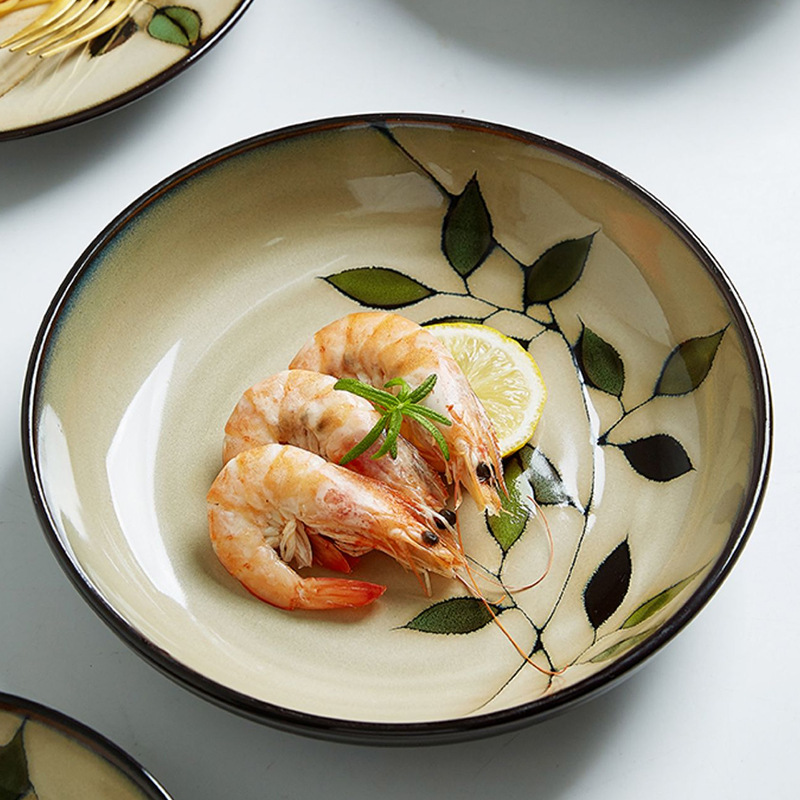 Horno creativo, plato de comida occidental esmaltado, plato de carne, plato de verduras para el hogar, plato de cerámica, plato de pasta de color esmaltado, plato de desayuno al por mayor