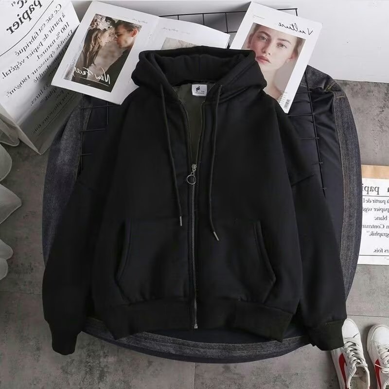 Fleece hoodie met rits voor koppels herfst en winter_voghion.com