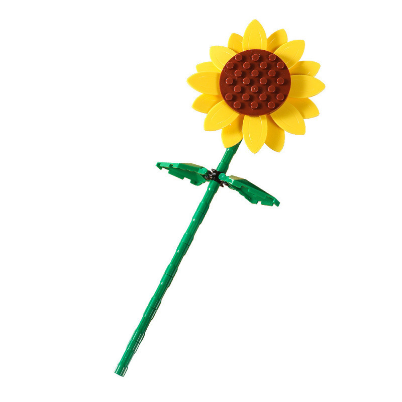 Compatible transfronterizo rosa imortalidad ramo de flores de bloques altos Día de San Valentín Día de los maestros Juguetes de ensamblaje de puzzle hechos a mano