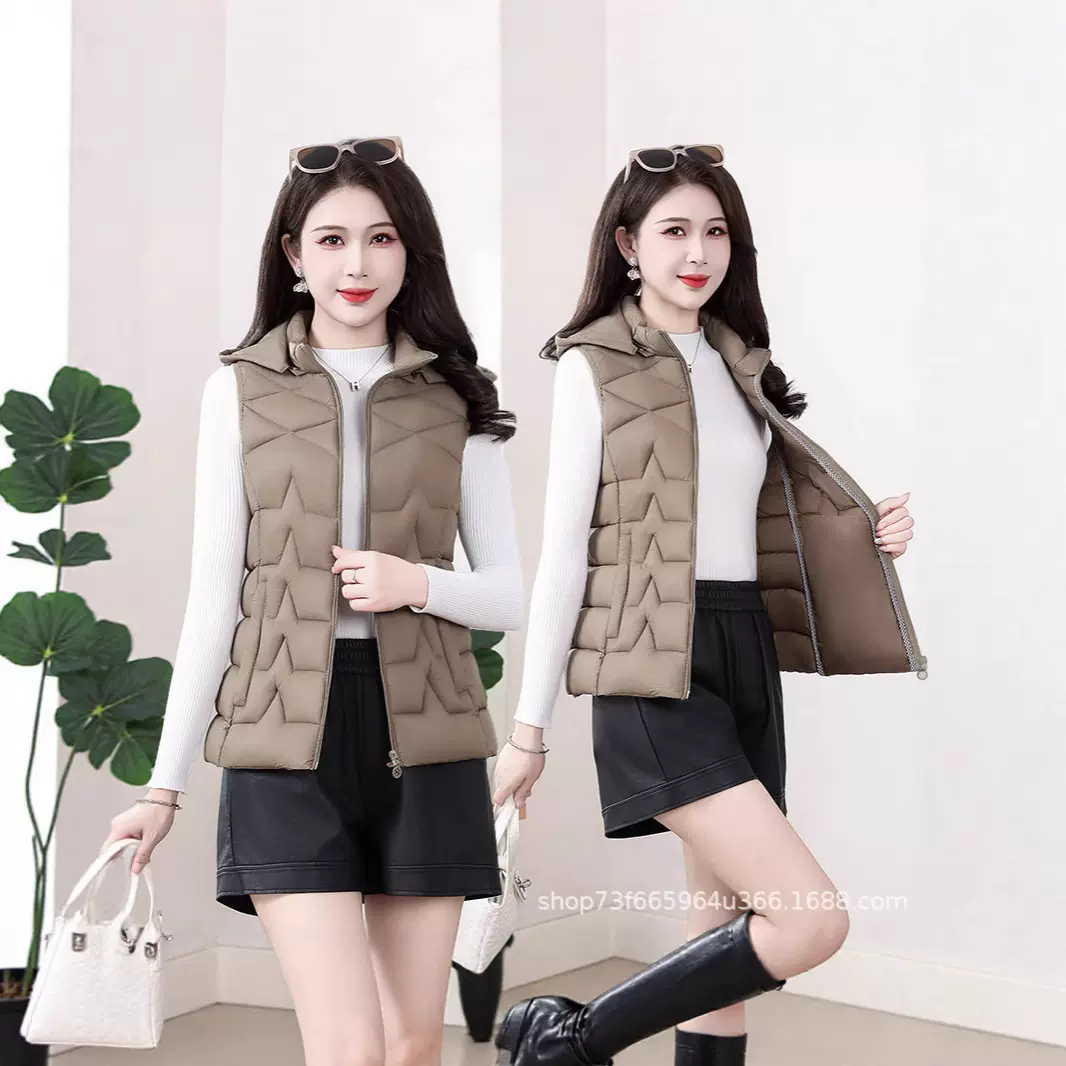 冬装新款轻薄款羽绒棉马甲女短款大码中老年妈妈坎肩棉服外套背心