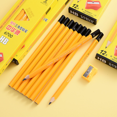 Zhonghua 6700 Thick Triangular Pencil HB Calligraphy Practice Large Triangular Pencil Children's Painting Sketch Student Positive Pencil