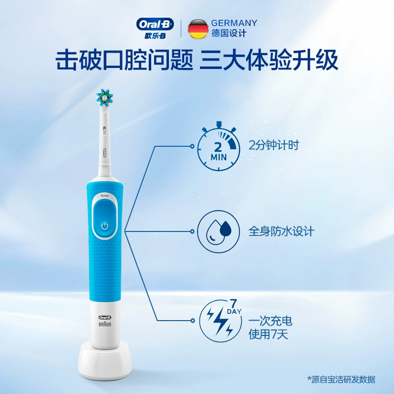 Электрическая зубная щетка OralB, зарядка в подарок, взрослый D100, полностью автоматическая, с небольшой круглой головкой, мягкая щетка, аккумуляторное