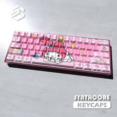メロディー 74 キーキーキャップオリジナル pbt 昇華カスタマイズされたキーキャップ 5 面昇華桜ピンクウーティング