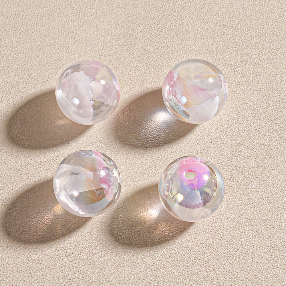 20 nubes transparentes, cuentas redondas, estilo nacional, color de tinta, bricolaje, cadena de teléfono móvil, llavero, bolígrafo, accesorios de cuentas sueltas de resina