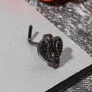 20g L-shaped Halloween dark series black zirconium small snake nose nail body piercing jewelry