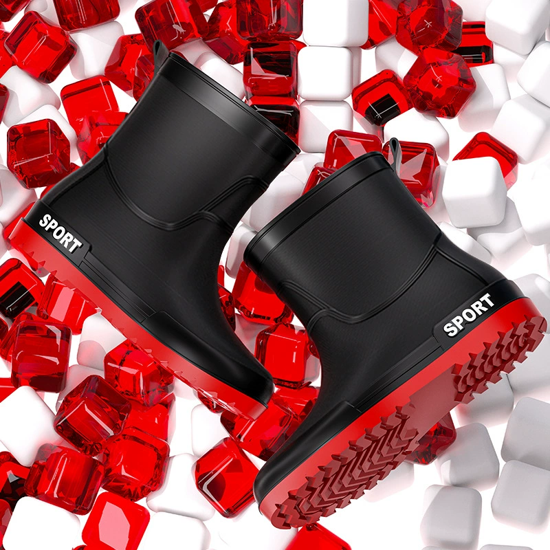 Дождевые ботинки мужские модные водяные ботинки для взрослых нескользящие и износостойкие резиновые ботинки на открытом воздухе Рыбалка водонепроницаемые ботинки мойка обуви