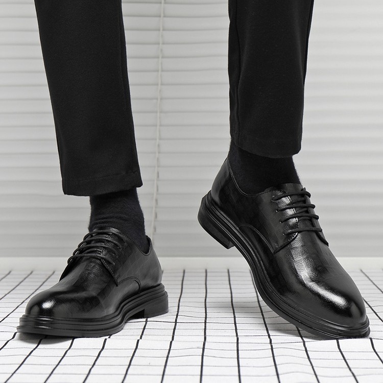 夏季商务正装皮鞋男英伦风真皮休闲透气软底新郎结婚内增高西装鞋