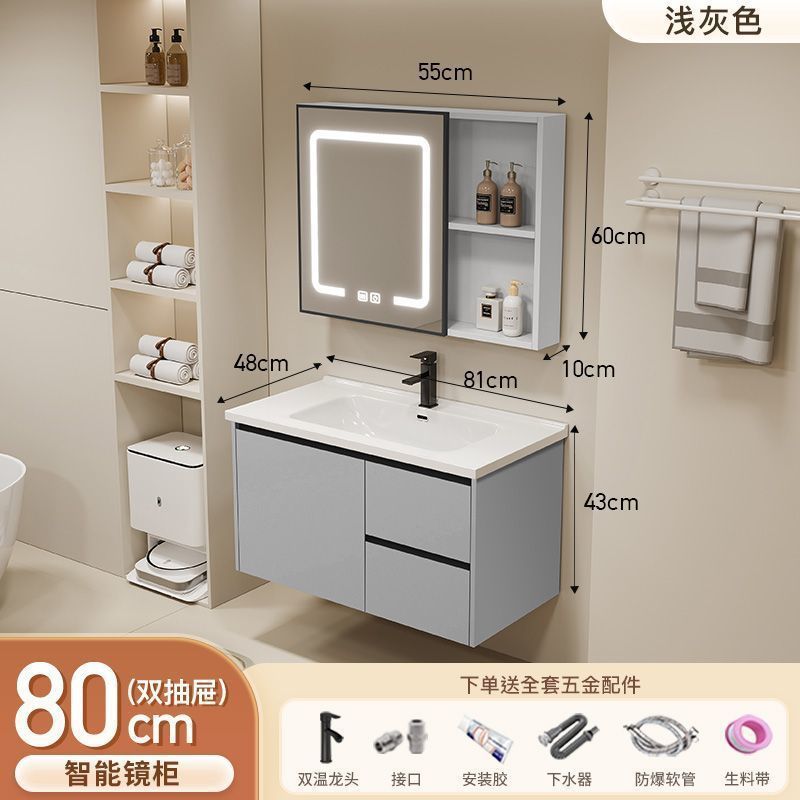 Gabinete de baño de aluminio inteligente espacial grueso combinación lavabo lavabo en cerámica lavabo fábrica de inodoro al por mayor