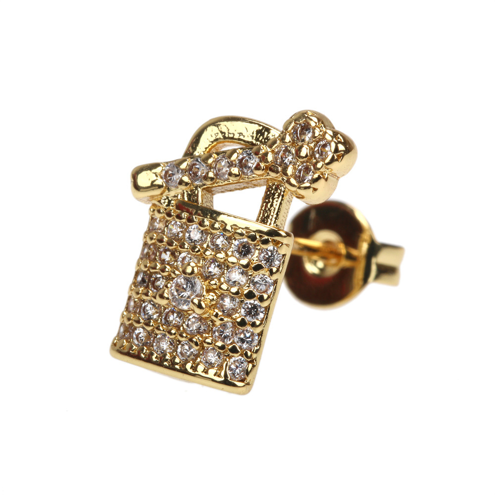 New Zircon Key Lock Earrings Creative New Trendy Earrings Wholesale display picture 3