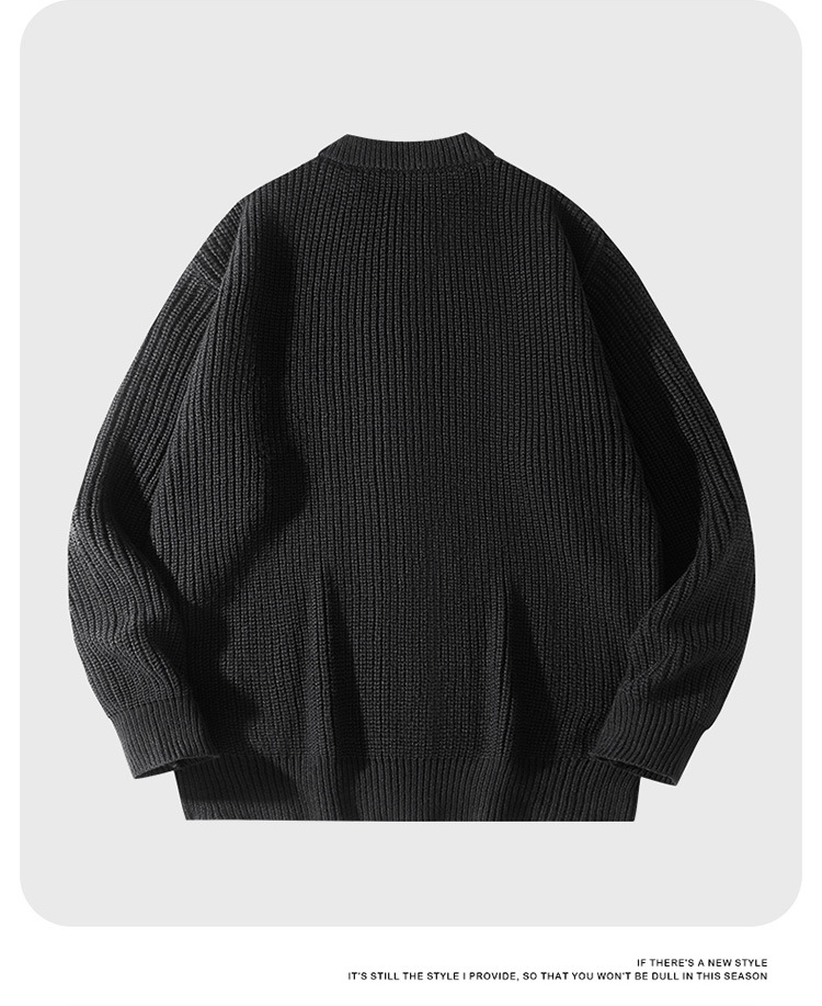 ​​Men's Oversized Knit Cardigan Pure Color Casual Loose Fit Long Sleeve Unisex Sweater For Autumn Winter​​_viptrois.com