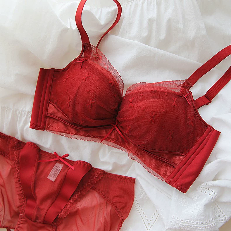Underwear, push up bra, lace wireless bra, set